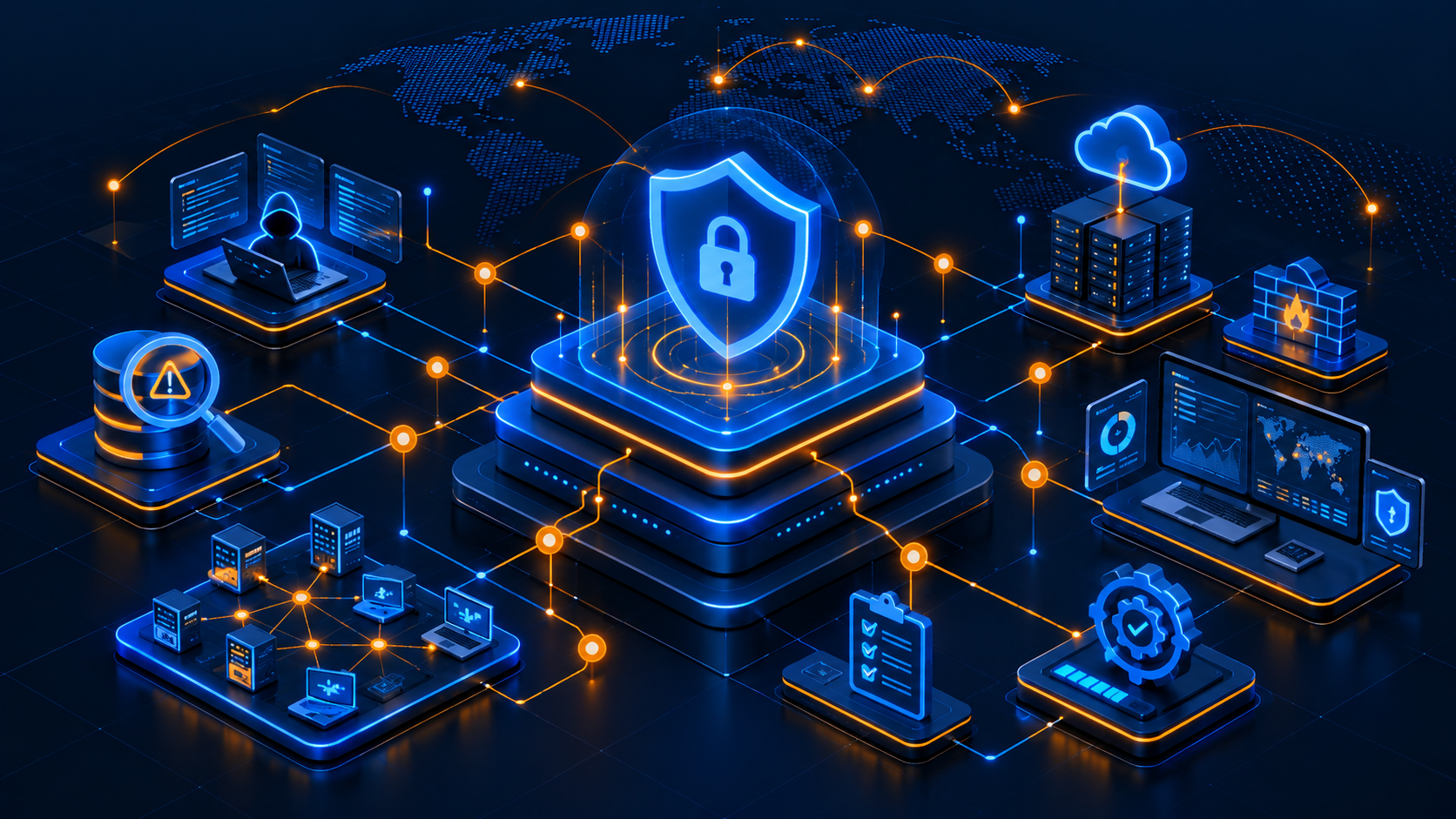 DNC cyber security, ethical hacking and vulnerability assessment illustration